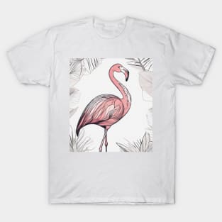 Cool Colorful Flamingo Portrait Graphic T-Shirt